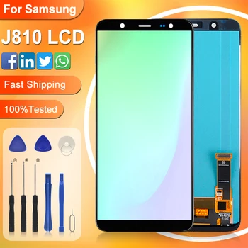 6,0-Инчов дисплей J810 за Samsung Galaxy J8 2018, сензорен LCD дисплей, дигитайзер, J800, изграждане на инструменти, безплатна доставка