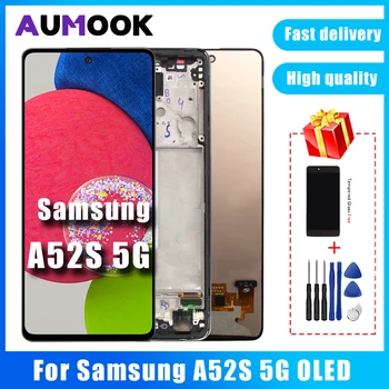 AMOLED Дисплей За Samsung Galaxy A52 5G LCD сензорен дисплей, Дигитайзер, Резервни Части за Ремонт на SM-A526B/DS A5260 A526W A526U