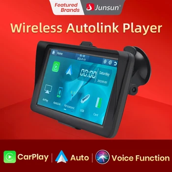 Junsun 7-инчов сензорен екран Авто Преносим таблет Безжичен CarPlay Android радио Bluetooth Навигация Авто Мултимедиен плейър GPS