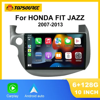 TOPSOURCE TS18 Безжична авторадио CarPlay Android за HONDA FIT (JAZZ 2007-2013 4G Автомобилен мултимедиен GPS 2din автомагнитола