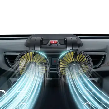 Авто фен, преносим USB вентилатор за автомобил, с двойна корона, въртящи се на 360 градуса, мощен и тих, авто фен, за кола, камион, ван, suv, АВТОБУС, лодка