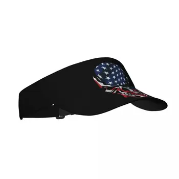 Американски Флаг Череп Годишната Въздушна Солнцезащитная Шапка С Козирка, UV-защита, Горната Празна Спортна Солнцезащитная шапка за голф, Бягане