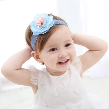 Лейси превръзка на главата за малки момичета, еластична превръзка на главата с цветя модел за новородено, красиви аксесоари за коса, детска фотография