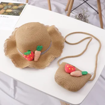 Лятна скъпа шапка от Слънцето с ягоди за Малки Момичета, чанта за Улици, Детски хет-кофа, Бебешки шапки за риболов