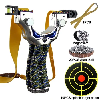 Нова висока инжекция и мощен лазер катапулт за лов на открито с гумена лента стоманена топка, костюм за стрелба, лесен за носене