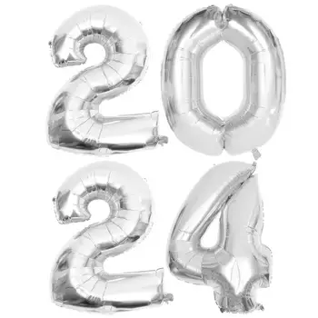 1 комплект декоративни топки от фолио 2024 година, коледни топки, оформление на партита, балони, декори за новогодишната партита