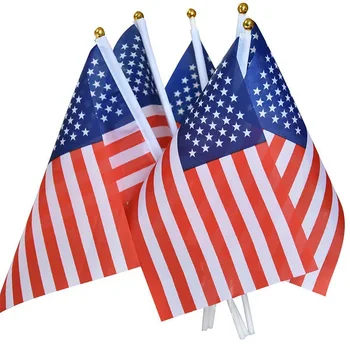 10шт Американски Знамена Знамена в Деня На Независимостта на САЩ Поздрави 4 юли, Националния празник на САЩ Вечерни Декори Американски Размахивающие Ръце Знамена