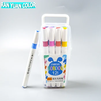 12 Цветни ароматизирани маркери химикалки са на водна основа с две глави, художествени маркери, ученически пособия за водене на дневник