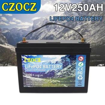 12V LiFePO4 Батериите 250Ah Вграден BMS Литиево-желязо-фосфатный батерия 5000 Цикъла За Кемперов RV Golf Cart Слънчев Със Зарядно устройство