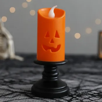 2 бр. Свещ във формата на Тикви за Хелоуин, Оранжеви Беспламенные свещи на Хелоуин, led крушки, Фестивални Малки топки с Коледните орнаменти