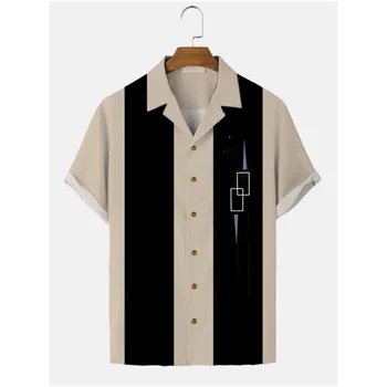2022 Шарени Прости ежедневни ризи, мъжки Европейски Размери, мъжки Хавайска риза, Мъжки ризи, Модерен дишаща топ с къс ръкав