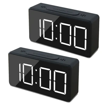 2X Малка мини цифров с будилник за пътуване с led екран на времето или температурата, функция за повторение, с регулируема яркост