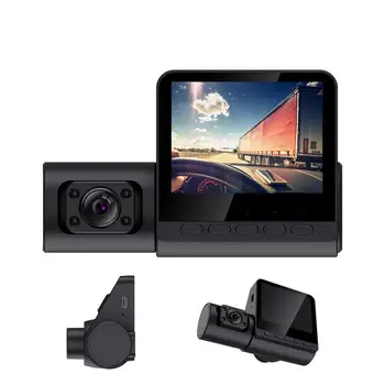 3-Лентови Таблото помещение Автомобилна камера за сигурност 360 170 Широкоъгълен 2,4-инчов IPS Екран Водоустойчива камера за Нощно виждане Запис на HD 1080P