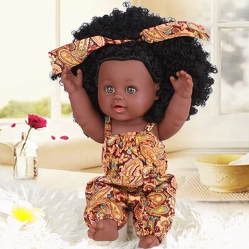 30 см 12 см За Деца, Черни Играчки за малки Кукли, Преродения Play, Детски Реалистичен Африка Подарък За Рожден Ден, Сладък Домашен Реалистичен Мек Винил