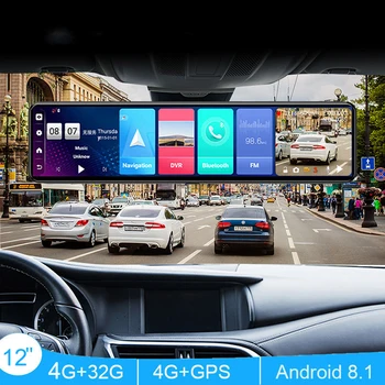 ADAS 4G Dash cam Автомобилен Видеорекордер Огледален Автомобилен Видеорекордер Dvr Камера за задно виждане Таблото Черна Кутия Android 8.1 WIFI BT GPS Навигация