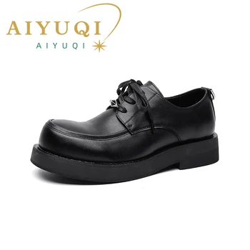 AIYUQI/ Мъжки лоферы; Обувки в британския стил; Новост Пролетта 2023 г.; Мъжки лоферы на дебела подметка; Ежедневни мъжки обувки в стил дерби дантела;