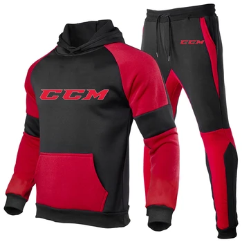 CCM 2023, Нов спортен костюм, есенни и зимни комплекти, Мъжки блузи с цип + Спортни панталони, Костюм от 2 теми, всекидневни комплекти с качулка, мъжки дрехи