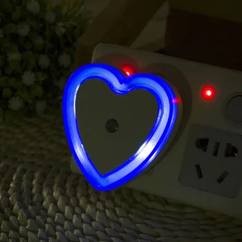 EU Plug LED Night Light Лампа с нажежаема Жичка Сърце Mini Night Lights Интелигентен Сензор за Осветление 110V-240V Универсална Стая за Домашно Коридор