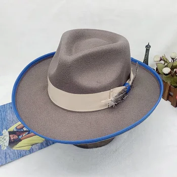 Fedora 2023 Новата есенно-зимна джаз мека шапка със спуснати краища за мъже и жени, шапка-сомбреро за жени