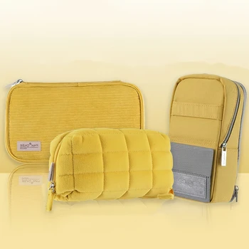 KOKUYO Classic Yellow Series Дръжка, чанта за моливи, Калъф поставка за съхранение на училищни канцеларски материали A7447