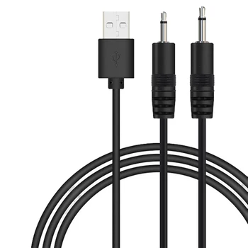 Kabel pengisi daya getar kabel pengisi daya USB ke AUDIO DC 2.5 mm untuk pemijat tongkat isi ulang (hitam 24AWG)