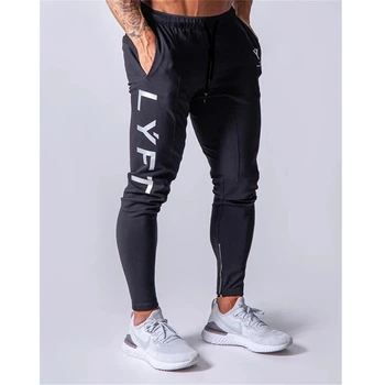 LYFT Пролет и есен Новите модни мъжки панталони за джогинг с принтом за фитнес Мъжки памучни ежедневни черни спортни панталони