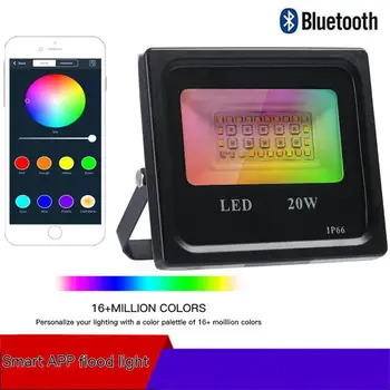 Led Прожектор RGB AC220V 20 W 30 W, 50 W Осветление, което променя Цвета си, Bluetooth APP Control, Водоустойчив Градински Рефлектор За Външни Стени