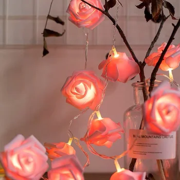 Led гирлянди от цветя Рози с USB/батерии, Коледни лампички, Гирлянди външно осветление, led приказни светлини, украса на градината