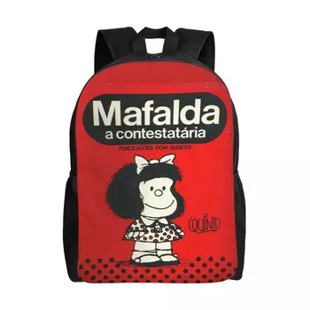 Mafalda A Contestataria Раници за жени, мъже, ученици, студенти, чанта за книги, подходящи за 15-инчови лаптопи, чанти за комикси Quino, Манга