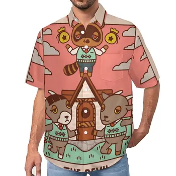 New Horizons Свободна риза на Том Nook The Devil Tarot, ежедневни ризи за почивка с домашни любимци, стръмни блузи Оверсайз с къс ръкав