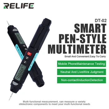RELIFE DT-02 Мултицет Цифров Тестер Smart Pen Вид Детектор за Напрежение и Постоянен Ток, Капацитет на ac Ти NCV Hz Измерване на Приемственост диод Инструмент