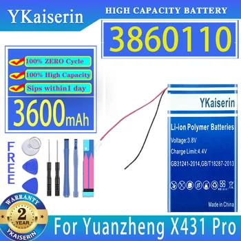 YKaiserin 3600 mah Взаимозаменяеми батерия 3860110 (2 линии), за Yuanzheng X431Pro X431 Pro Bateria