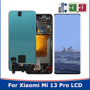 ААА + Дисплей За Xiaomi MI 13 Pro LCD дисплей с сензорен екран, цифров преобразувател В Събирането На Xiaomi 13 Pro 2210132G 2210132C LCD екран С Рамка