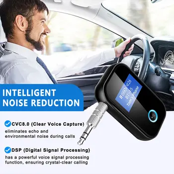 Автомобилен Bluetooth-съвместим приемник, 5 0, Безжичен вграден микрофон, Акумулаторна батерия аудиоадаптер, Устройство за стрийминг на музика