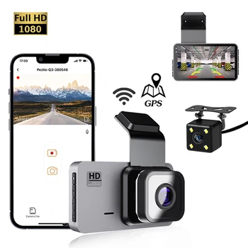 Автомобилен Видеорекордер WiFi GPS Dash Cam 1080P HD Dvr Камера Предна И задна Вид Нощно Виждане Черна Кутия на Колата е Автоматичен Паркинг Монитор