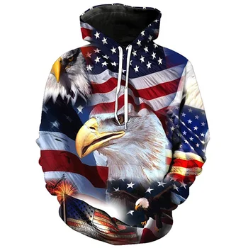 Американският Флаг на САЩ, hoody с орел, Мъжки дрехи, Камуфлаж с 3D принтом ветеран от армията на САЩ, Новост в Толстовках, Дамска мода Harajuku, Пуловер Y2k