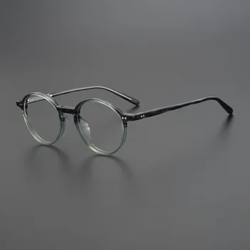 Ацетатные кръгли дамски слънчеви очила в рамки, Персонализирани уникални ежедневни слънчеви очила, два цвята оптични очила за четене, висококачествени мъжки