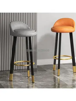 Бар стол високо столче модерен прост стол лесен луксозни домакински стол за касата с облегалка от скандинавски метал прост