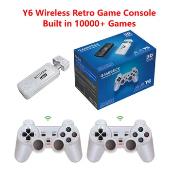 Безжична ретро игрова конзола Y6, вградена в 10000 + игри, Ретро игрова конзола Emuelec4.3, Поддръжка на емулатор за PSP телевизия