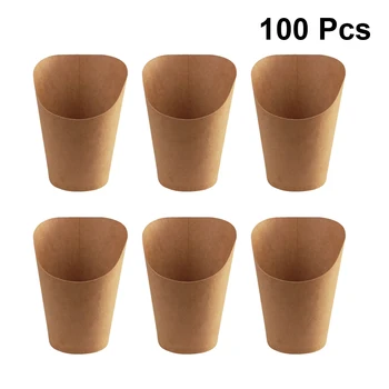 Безплатна доставка, 100 бр., държач за чаши от крафт-хартия, чаши за еднократна употреба в храна за вкъщи за сладолед Картофи