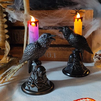 Беспламенная свещ с Вороном на Хелоуин, Празнични Сувенири, led свещник с Овца, лампа, Декоративен за дома, прикроватной нощни шкафчета, всекидневна