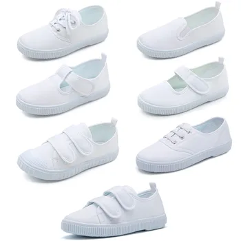 Бяла парусиновая обувки за малките момчета и момичета, ежедневни обувки, Детски Сладък обувки за ходене подметка, детски обувки за бебета