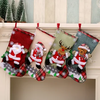Весели Коледни Чорапи Украса Червен Отглеждане във формата на Снежинки Коледно Дърво Подвесное Украса За дома Коледен Коледен Подарък пакет