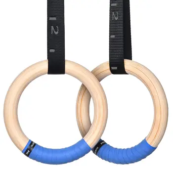 Гимнастически халки PACEARTH Дървени Олимпийските пръстени 1500 /1000 паунда с Регулируема Кулачковой Катарама, Колани с Дължина 14,76 метра, Нескользящие Спортни пръстени