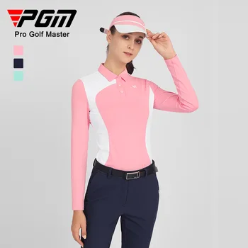 Дамска риза за голф PGM, Тениски за почивка, мека Удобна тениска за тренировка на голф с отложным яка за жени YF477