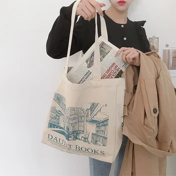 Дамски холщовая чанта през рамо London Daunt Books, чанти за ежедневни покупки, студентски чанта за книги, чанти от памучен плат, голяма чанта-тоут за момичета