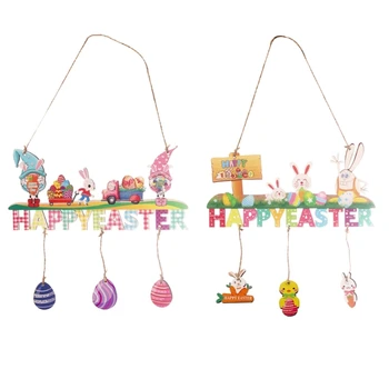 Дървени висулки серия Easter, Великденски Висящи украшения, Рисувани заек, изделия от дърво