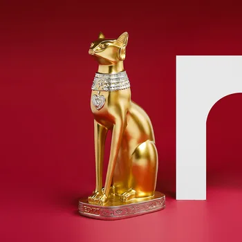 Европейски Стил Златна Египетска Котка Статуетка От Смола, Скулптура, Реколта Статуя На Богинята Котка, За Украса На Офис, Сватбен Подарък