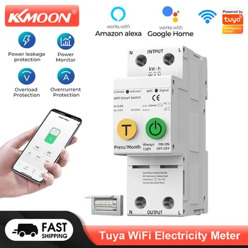 Електромер KKMOON Sasha WiFi, Защита от повторно включване, Мониторинг на текущото напрежение на електромера С гласов контрол приложение