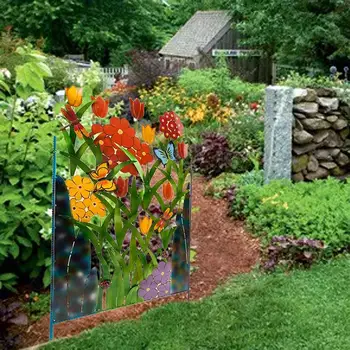 Железни панели за ограда Уникален дизайн, реалистични пейзаж с принтом цветя и билки, Разтегателен ограда, Уединение в градината на балкона.